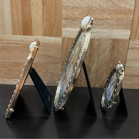 Vintage Dayton Hudson Corp Gold-tone Ornate Faux Pearl Bow Photo Picture Frame - Picture 3 of 16